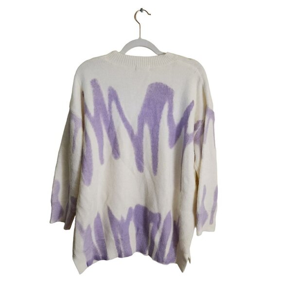 Altar'd State Super Oversized Art To Wear Cream Lavender Sweater Size S/M - Picture 3 of 8